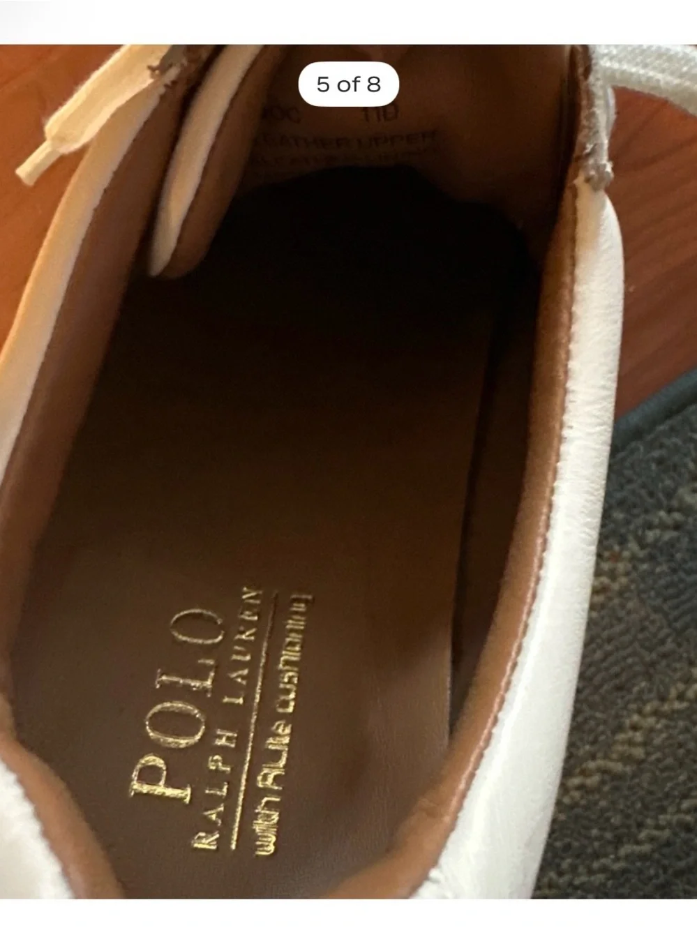 Polo by Ralph Lauren Off-White Leather Lace-Up Sneakers Men’s 11D